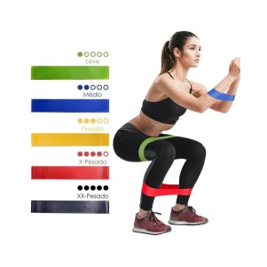 Kit 5 Elásticos Fisioterapia Pilates Resistência Fita Band